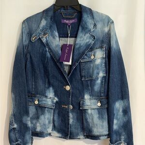 Ralph Lauren Purple Label Collection Distressed Blue Jean Jacket